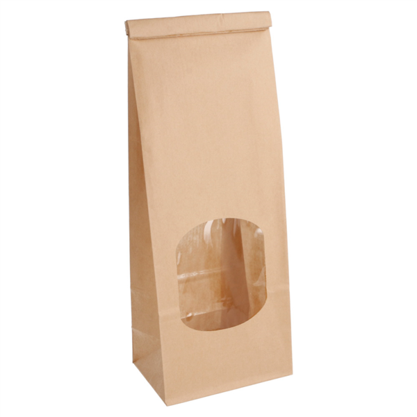 Sachet 1.3L kraft naturel avec fenêtre et languette autofermeture 9+6x25cm Ref 228.70 C/500 P/50 -unité-