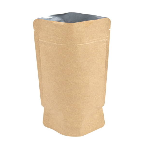 Sachet 250gr kraft naturel intérieur Alu système autofermeture 13+3.5x22.5cm Ref 274.09 C/500 P/50 -unité-