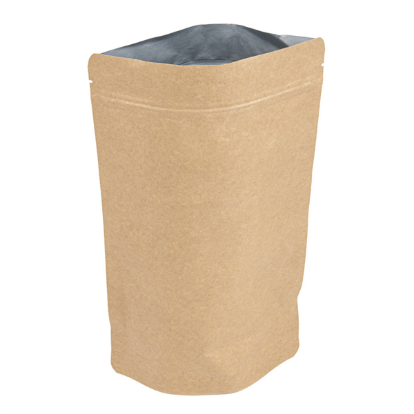 Sachet 500gr kraft naturel intérieur Alu système autofermeture 16+4x27 cm Ref 274.10 C/500 P/50 -unité-