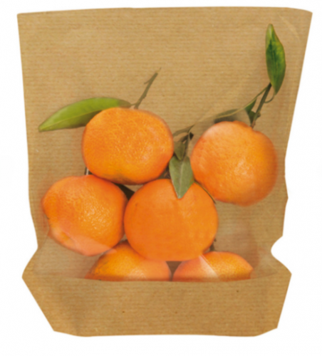 Sachets Kraft Display avec base et fenêtre plastique 200x35x(240/210)mm 176.08 C/3000 P/100 -unité-