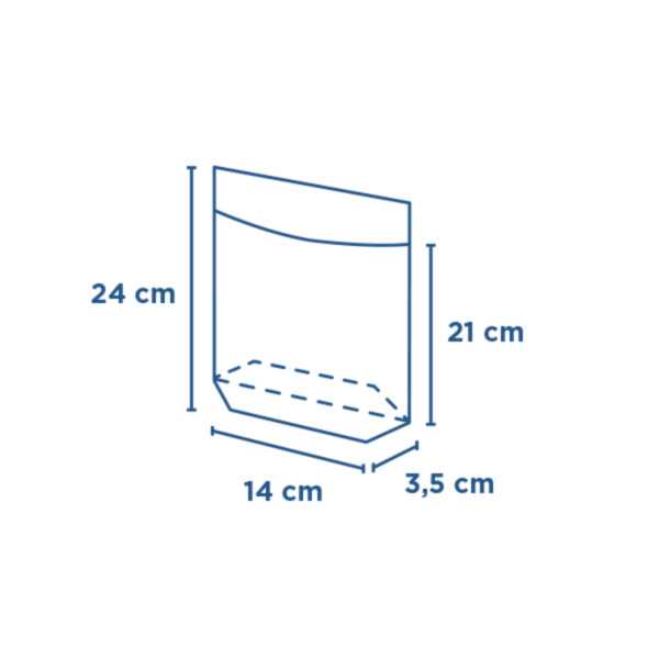 Sachets Blancs Display avec base et fenêtre plastique 140x35x(240/210)mm 173.20 C/3000 P/100 -unité-