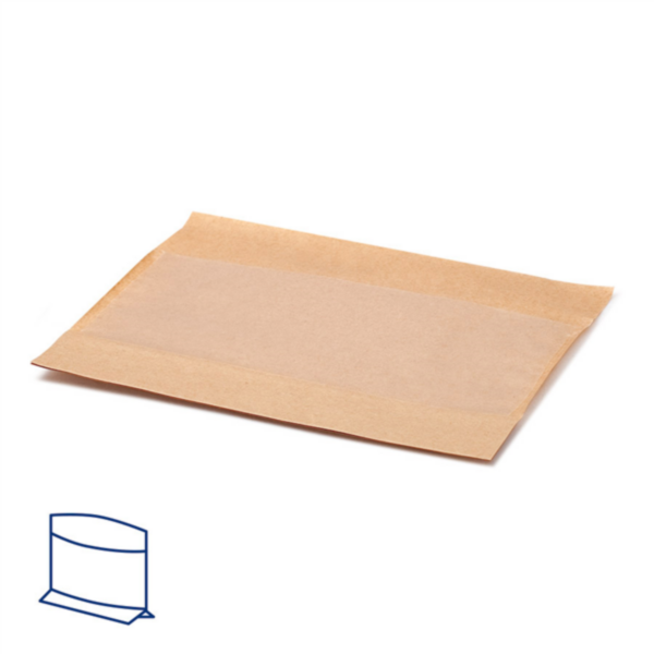 Sachet kraft avec base plate et fenêtre 14x16/12x3 173.55 P/100 -unité-