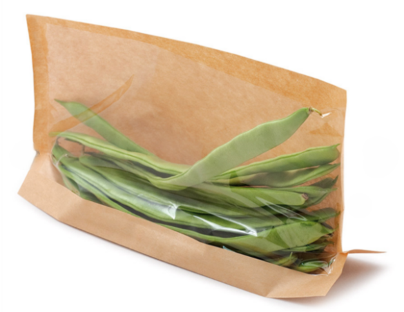 Sachet kraft avec base plate et fenêtre 21x16/12x3 173.57 P/100 -unité-