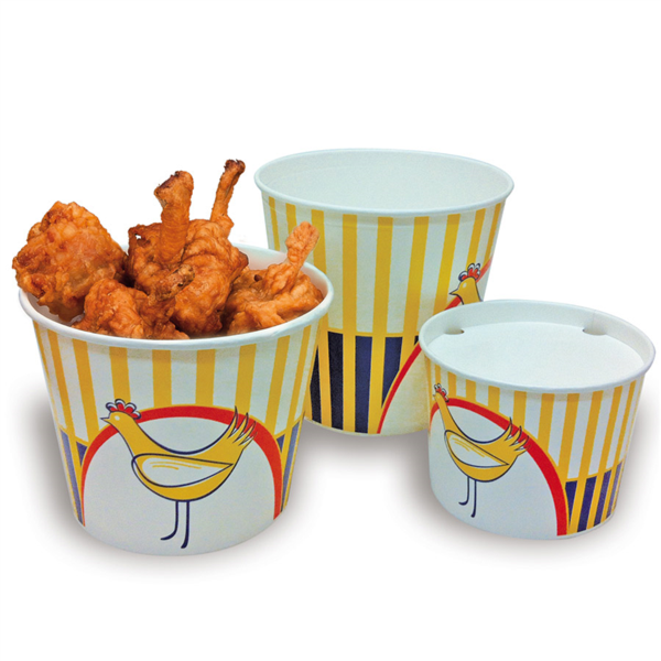 CONTAINERS POULET + COUVERCLES 2550 ML 380 + 33PE G/M2 Ø 18,9/14,7x14,5 CM BLANC CARTON Ref 178.65 C/300 - unité -