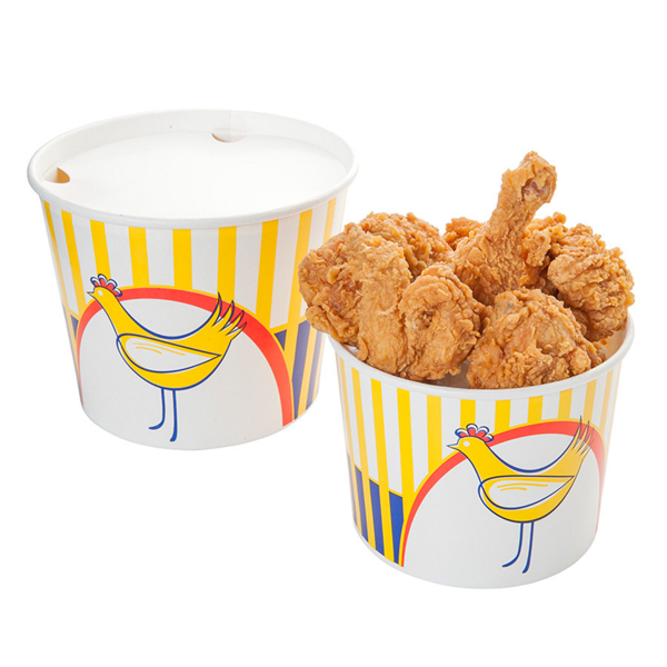 CONTAINERS POULET + COUVERCLES 2550 ML 380 + 33PE G/M2 Ø 18,9/14,7x14,5 CM BLANC CARTON Ref 178.65 C/300 - unité -