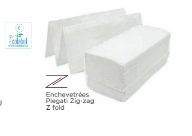 Serviettes en Z enchevêtrées blanche 2 plis 163.32 C/20x200  P/200