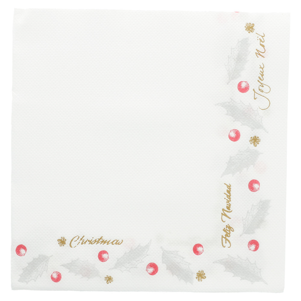 Serviettes 33x33 double point Blanche Noel C/1200 P/50 unité 188.34