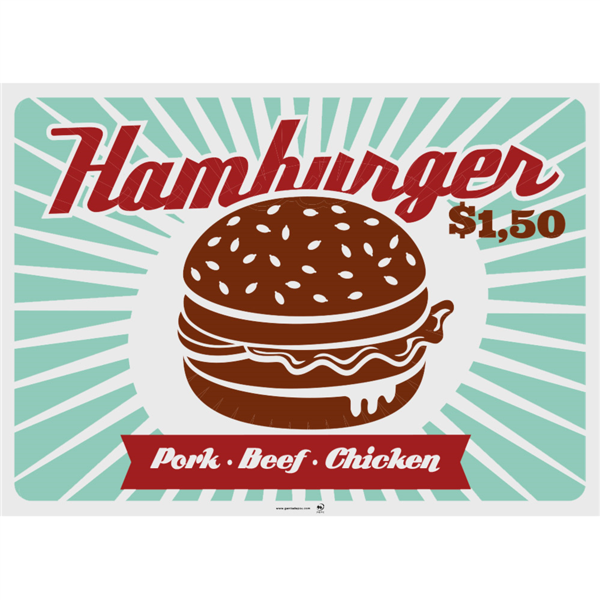 Set de table 43x31 assortis Vintage Fast Food 275.15 C/2000  P/500 -unité-