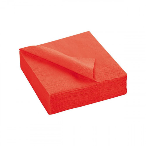Serviette 40x40 2 plis ROUGE 140.241 C/2400 (48X50) P/50 -unité le paquet-SER4220241