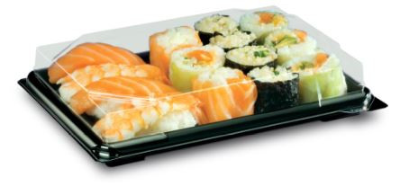 Boites pour Sushi fond noir+couv 212x102x27mm ST2 C/350 P/25 -unité-