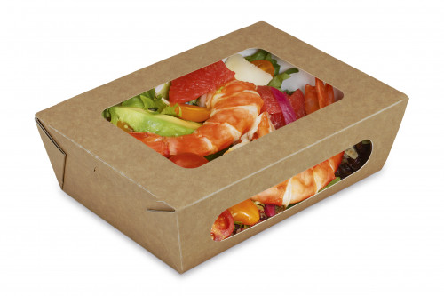 Boite carton 1000ml + couvercle fenêtre séparé 204x142x60mm SBH2014K60 C/200 P/50 -unité-