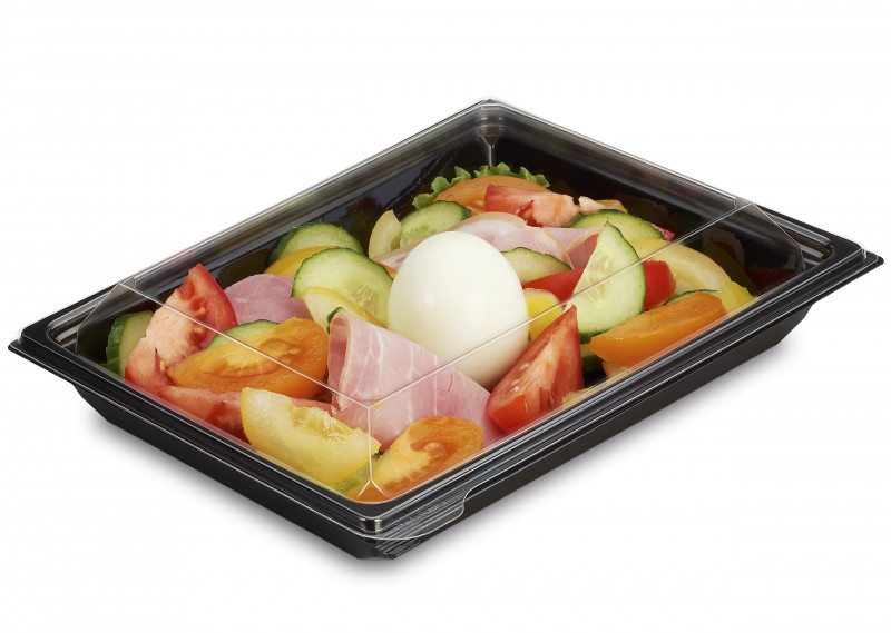 Boite salade Noire 900gr couvercle cristal TAKIPACK FR901PN (CAR951PN) C/180 -unité-