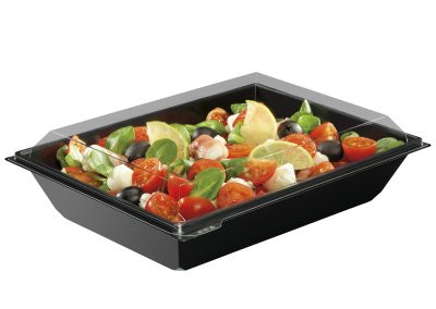 Boite salade Noire 900gr couvercle cristal TAKIPACK FR901PN (CAR951PN) C/180 -unité-