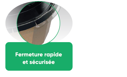 Pot salade 750ml kraft  fond noir + Couv Luxifood  Ref BR751CAR109PP C/180 P/20 -unité-