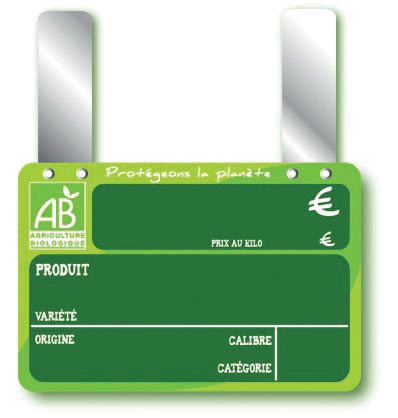 Etiquettes PVC blanc 15x10cm fruits légumes grandes pattes réf 1403 -paquet de 10-