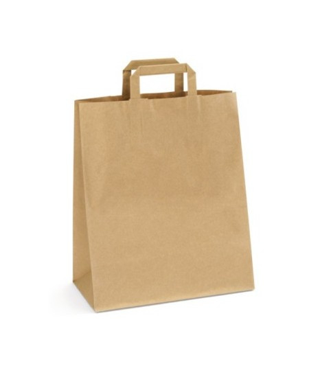 Sac kraft brun lisse 80gr à poignées plates 22+12x31,5cm C/350 -unité-