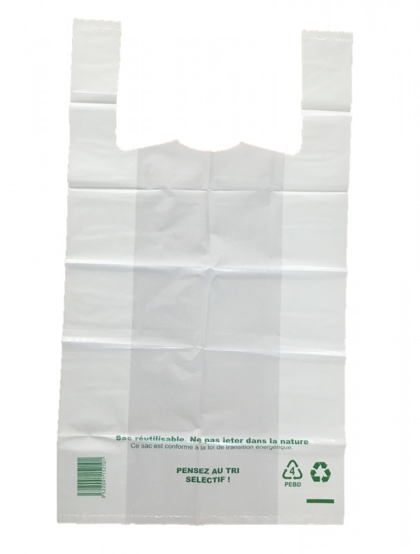 Sacs bretelles blancs PEBD 50µ 30x15x54cm -C/500-