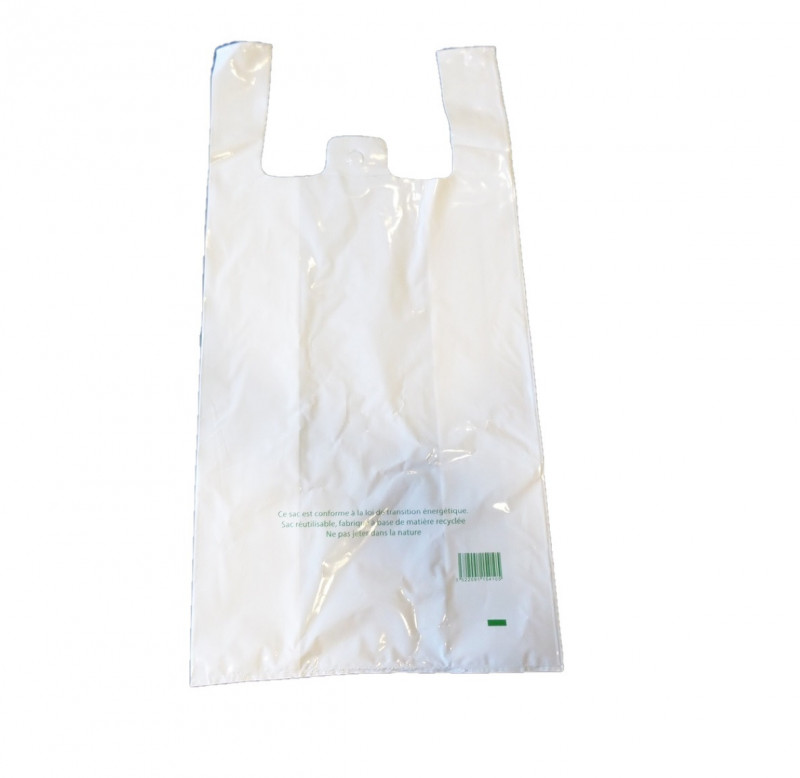 Sacs bretelles blancs PEBD 50µ 30x18x60cm -C/500-