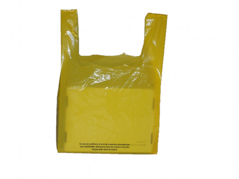 Sacs bretelles Jaunes PEBD 50µ 260+60+60x450 -C/500-