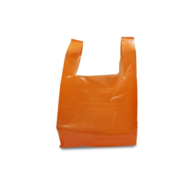 Sacs bretelles Orange PEBD 50µ 260+60+60x450 -C/500-